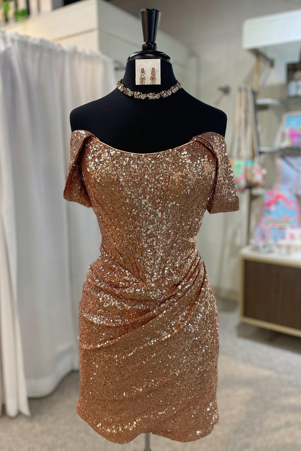 Fuchsia Homecoming Dress Detachable Off the Shoulder Sequin Tight Cocktail Party Dresses