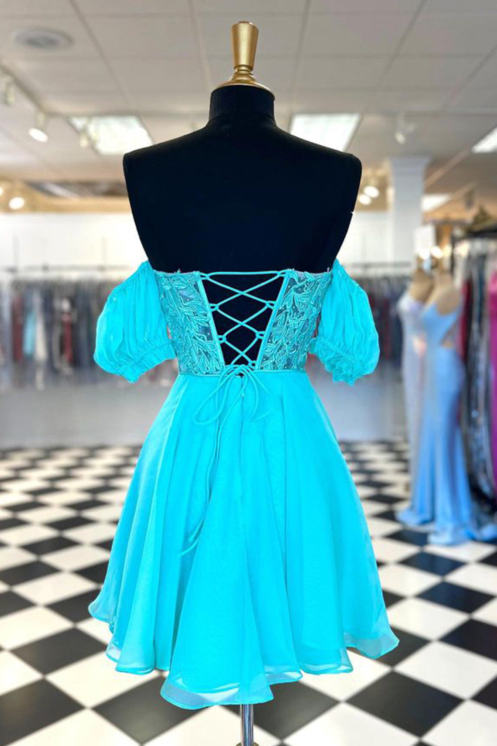 Fuchsia Homecoming Dress Lace-Up Back A-Line Short Cocktail Dresses with Lace