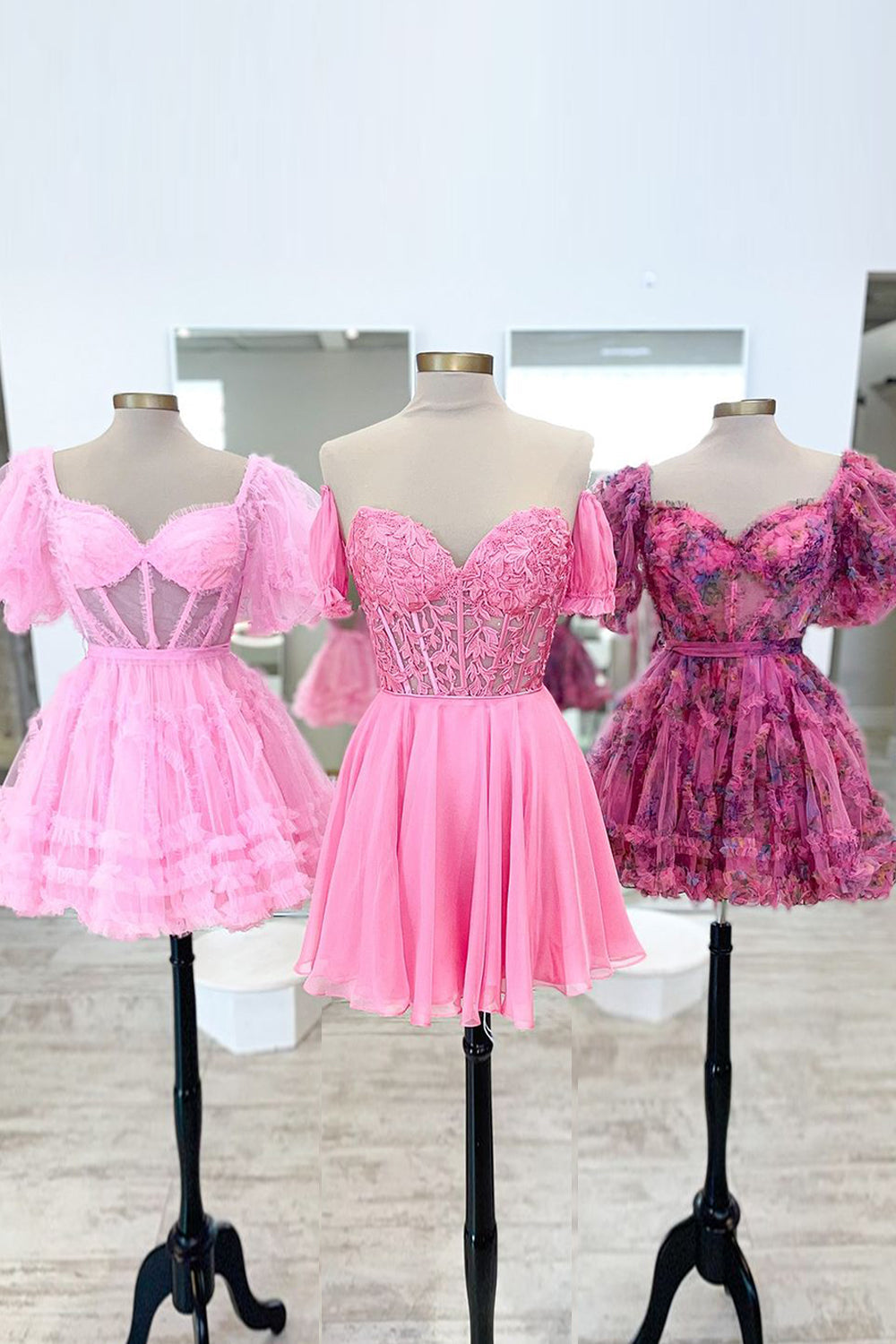 Fuchsia Homecoming Dress Lace-Up Back A-Line Short Cocktail Dresses with Lace