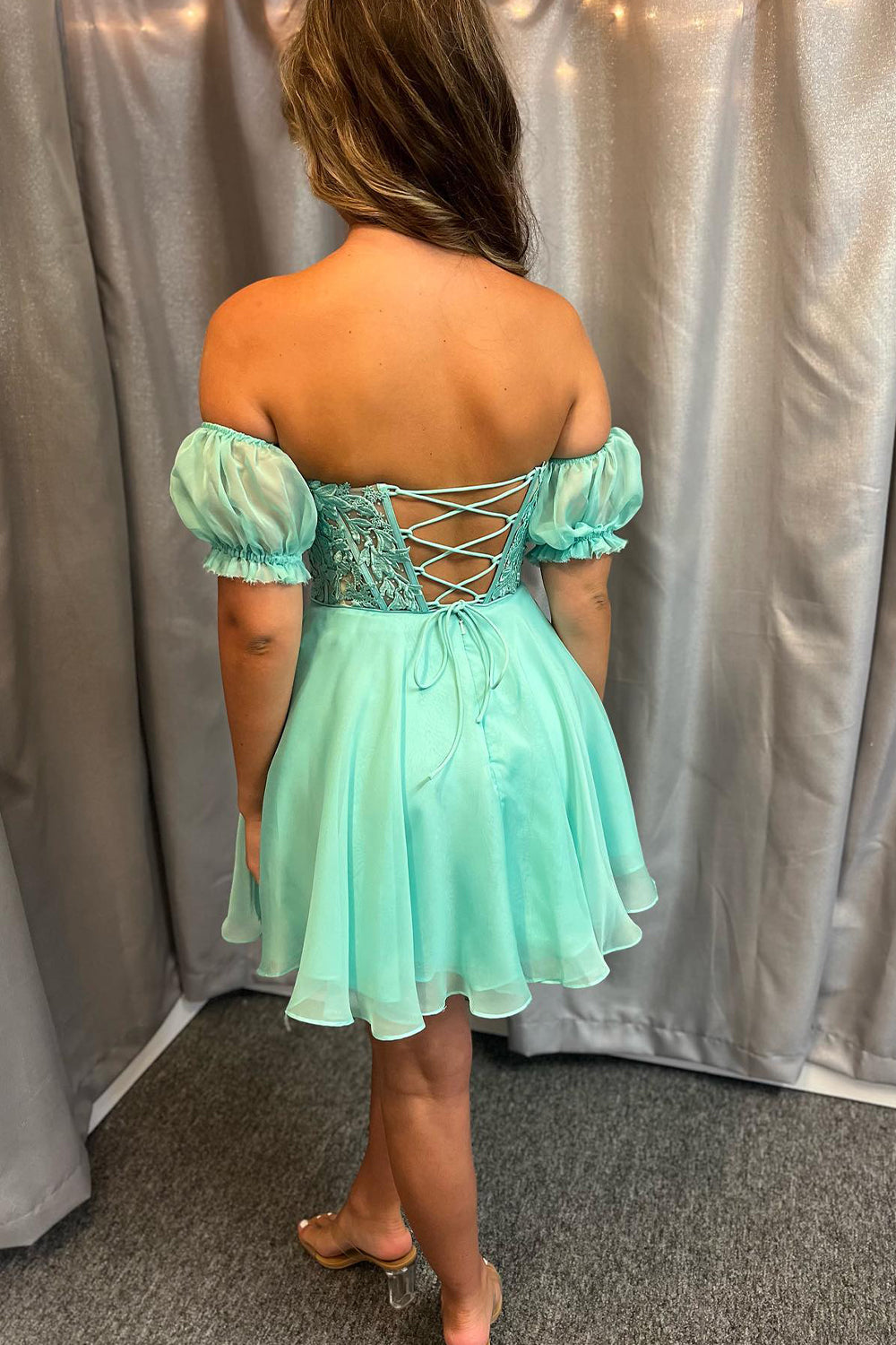 Fuchsia Homecoming Dress Lace-Up Back A-Line Short Cocktail Dresses with Lace