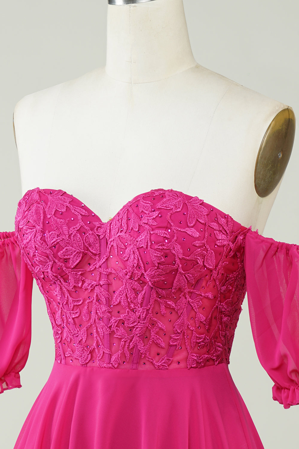 Fuchsia Homecoming Dress Lace-Up Back A-Line Short Cocktail Dresses with Lace