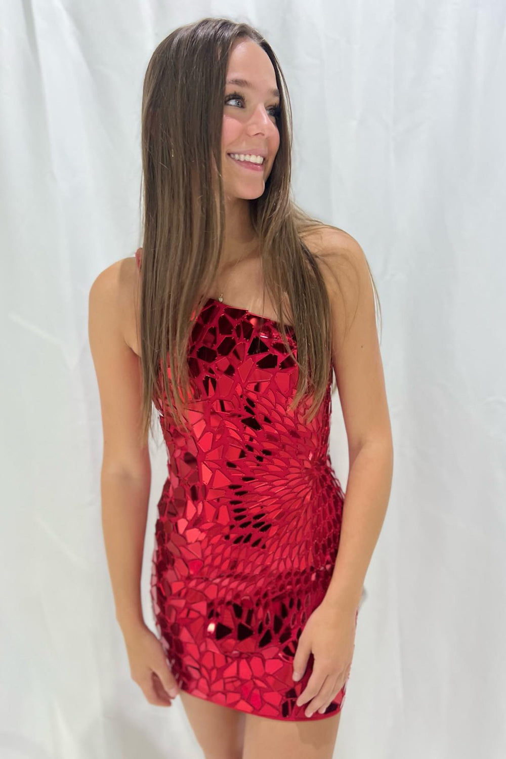 Fuchsia Homecoming Dress Mirror One Shoulder Tight Short Cocktail Dresses
