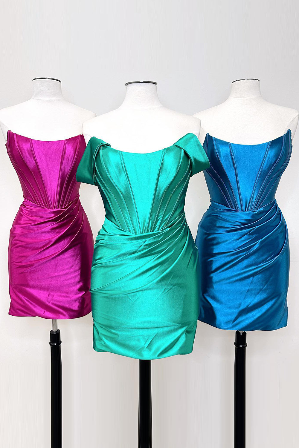 Fuchsia Homecoming Dress Off the Shoulder Ruched Tight Cocktail Party Dresses
