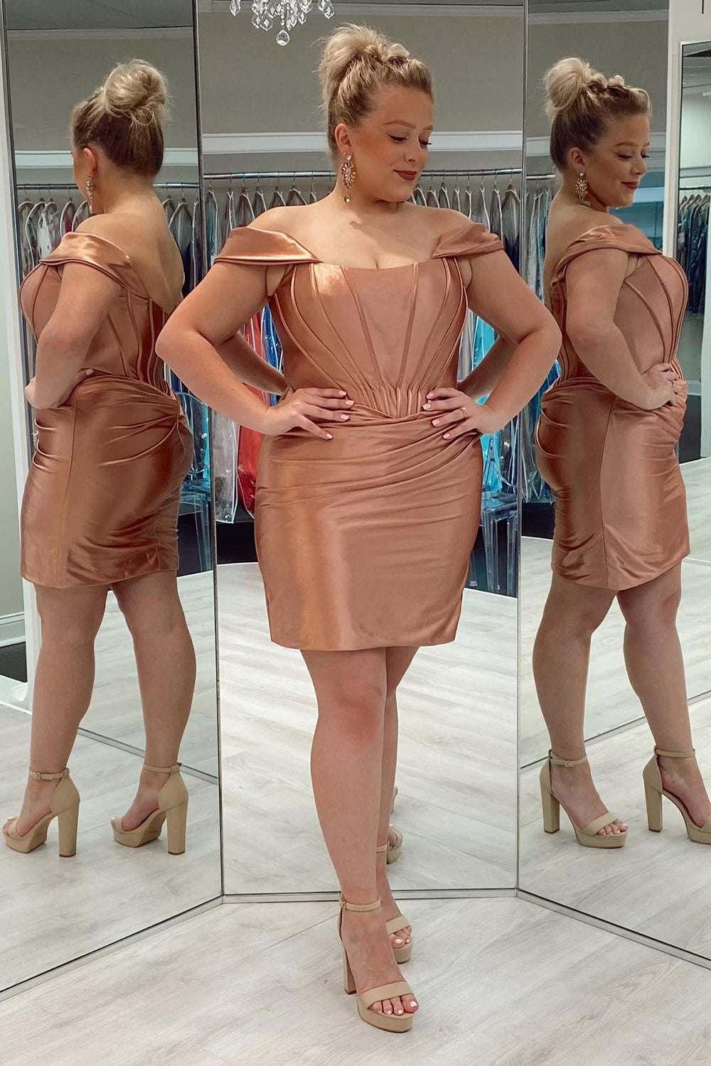Fuchsia Homecoming Dress Off the Shoulder Ruched Tight Cocktail Party Dresses