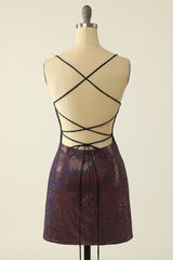 Fuchsia Homecoming Dress Sequin Prom Dress