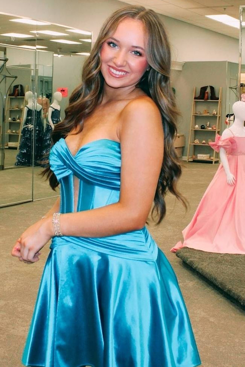 Fuchsia Homecoming Dress Strapless Corset A Line Short Cocktail Dresses