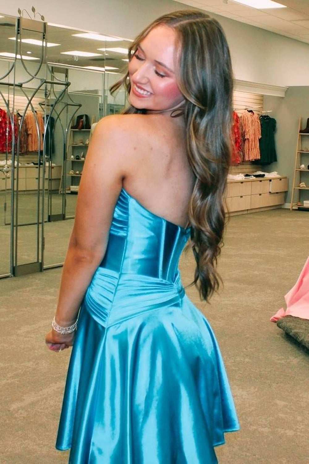 Fuchsia Homecoming Dress Strapless Corset A Line Short Cocktail Dresses