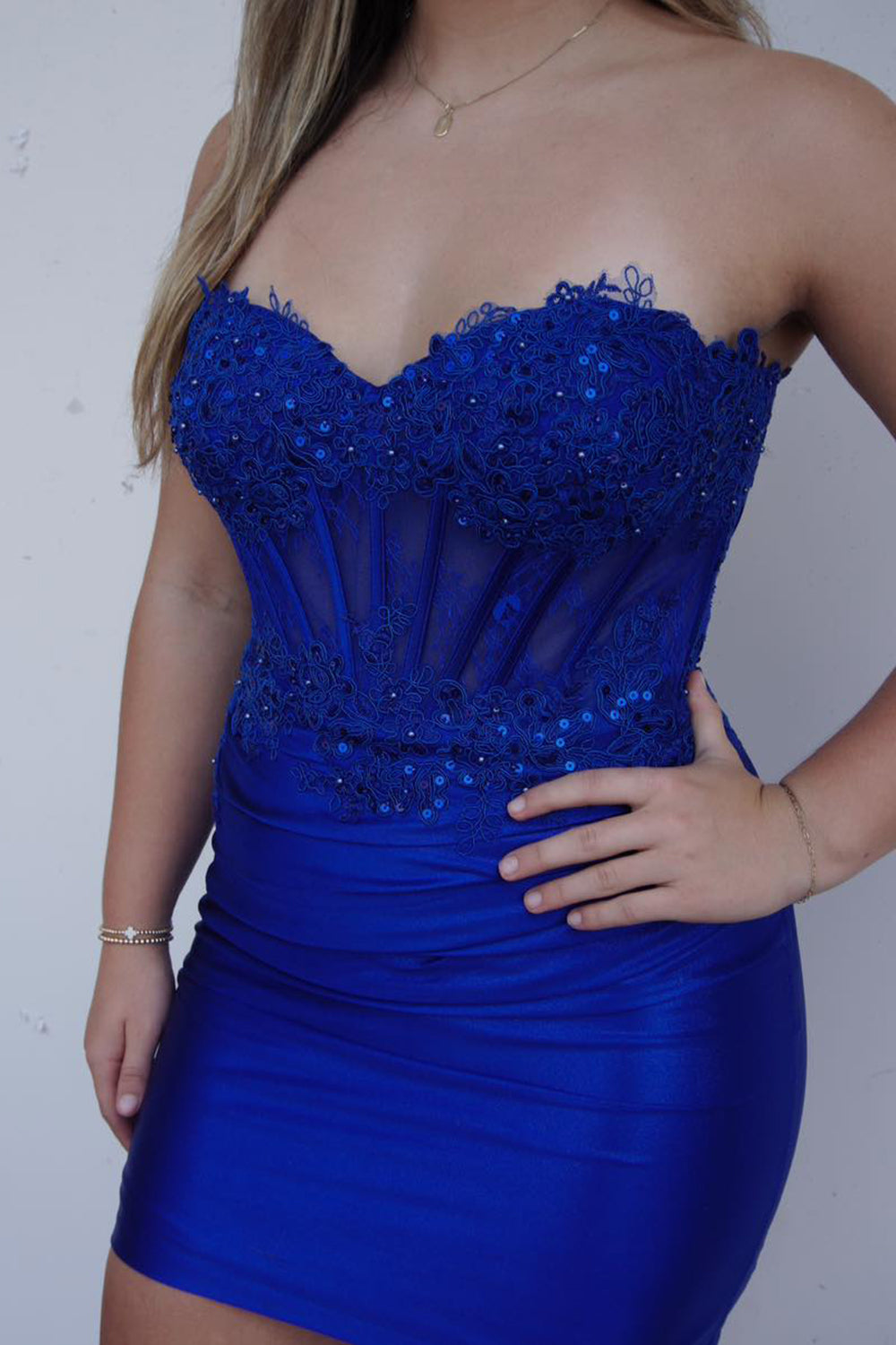 Fuchsia Homecoming Dress Strapless Tight Corset Short Prom Dress with Lace