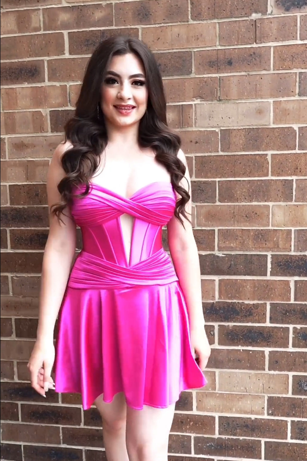 Fuchsia Homecoming Dress Sweetheart Corset A Line Short Prom Dress