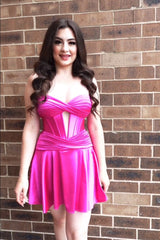 Fuchsia Homecoming Dress Sweetheart Corset A Line Short Prom Dress