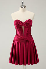 Fuchsia Homecoming Dress Sweetheart Corset A Line Short Prom Dress