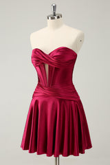 Fuchsia Homecoming Dress Sweetheart Corset A Line Short Prom Dress