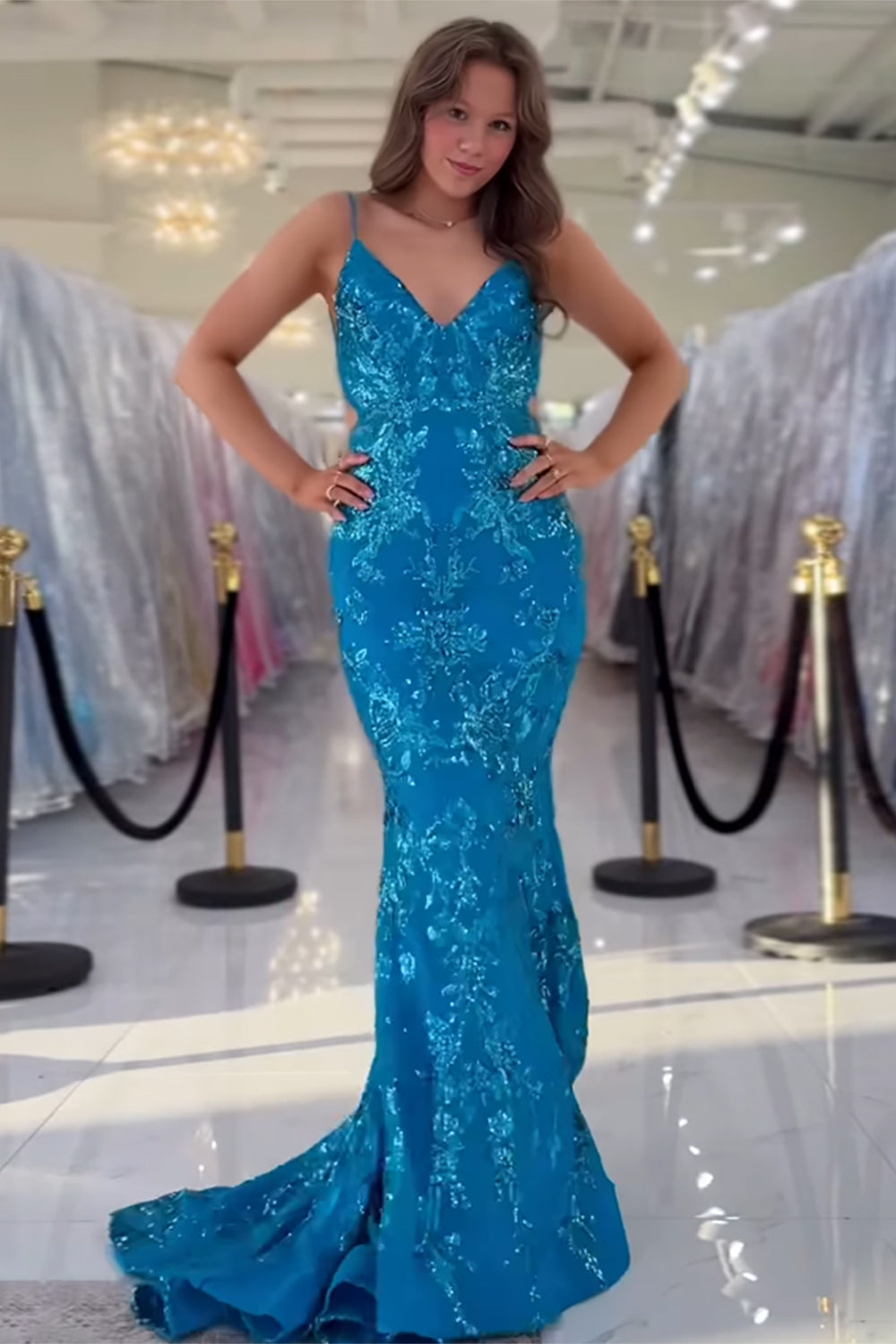 Fuchsia Prom Dress Mermaid Sequins Long Backless Formal Dress