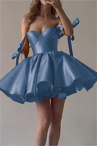 Fuchsia Satin Homecoming Dress Sweetheart Sleeveless Short Cocktail Dress With Ruffles