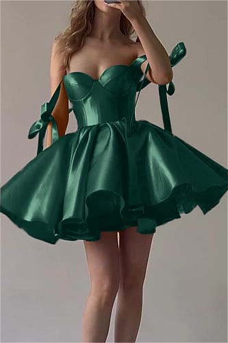 Fuchsia Satin Homecoming Dress Sweetheart Sleeveless Short Cocktail Dress With Ruffles