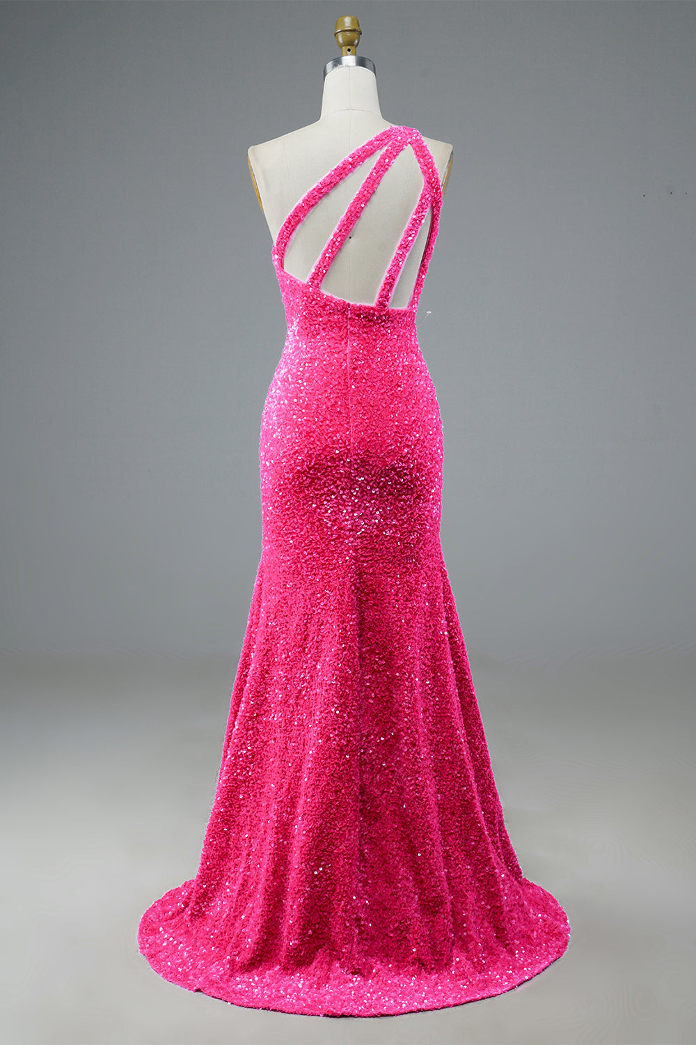 Fuchsia Sequin Prom Dress Long Evening Dress with Slit