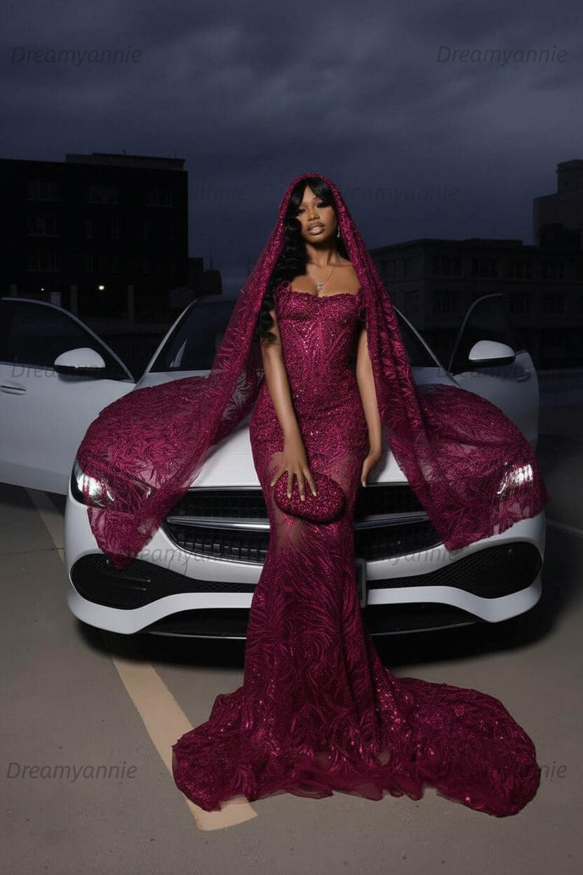 Strapless Silver Prom Dress Sequined Tulle Mermaid Formal Evening Dress