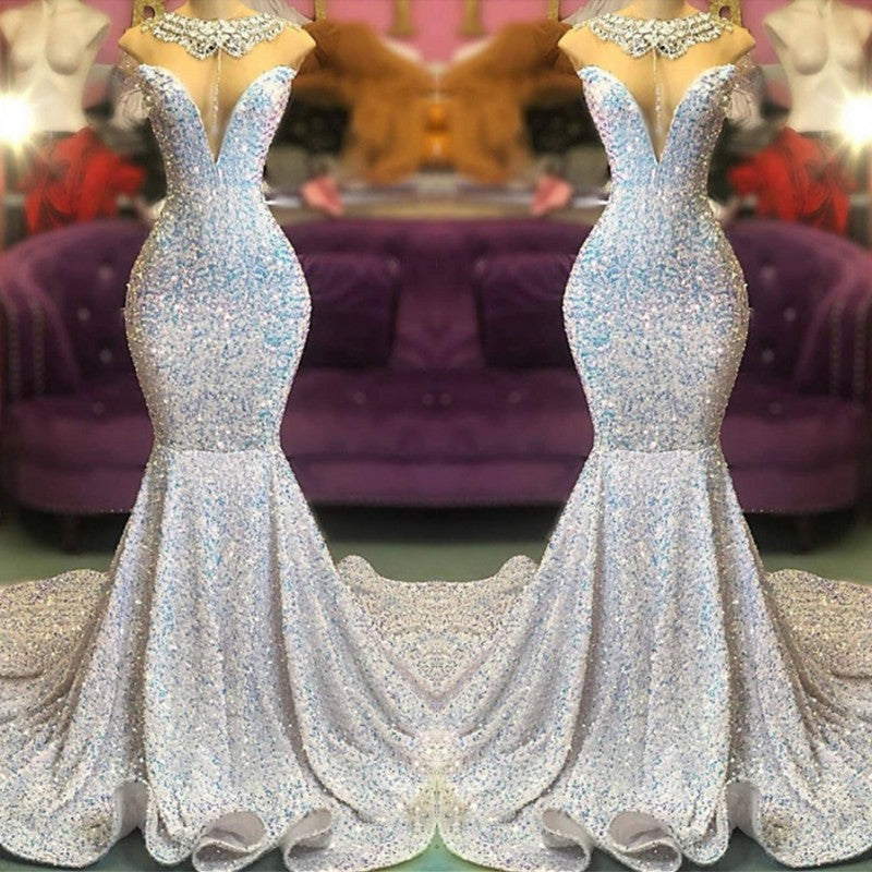 Glamorous Sequins Mermaid Long Prom Dress