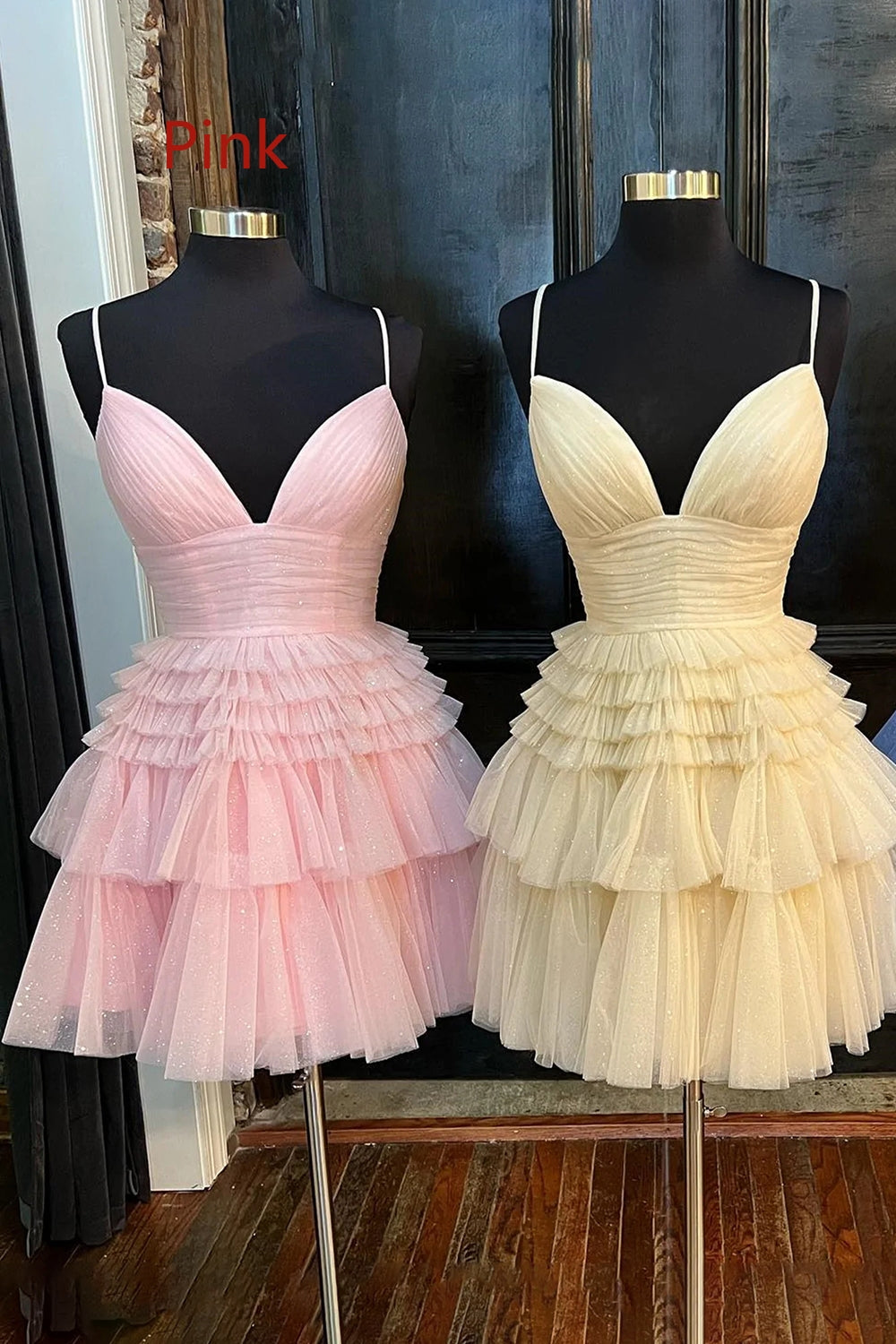 Glitter Blue Homecoming Dress A-Line Tulle Tiered Short Cocktail Dresses