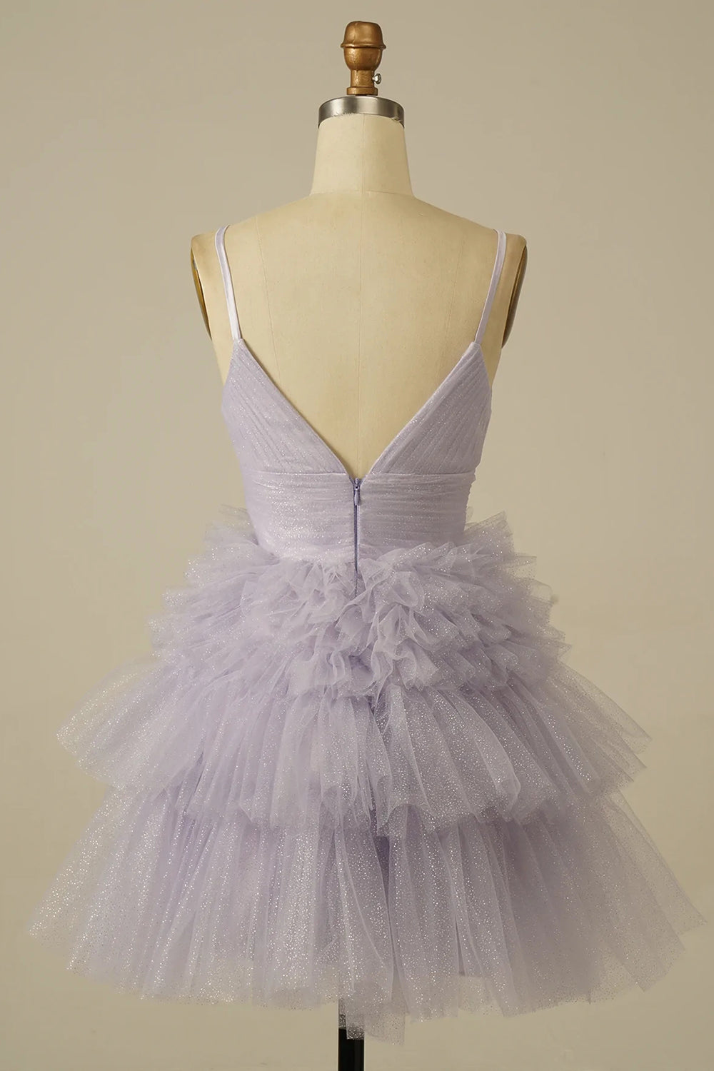 Glitter Blue Homecoming Dress A-Line Tulle Tiered Short Cocktail Dresses