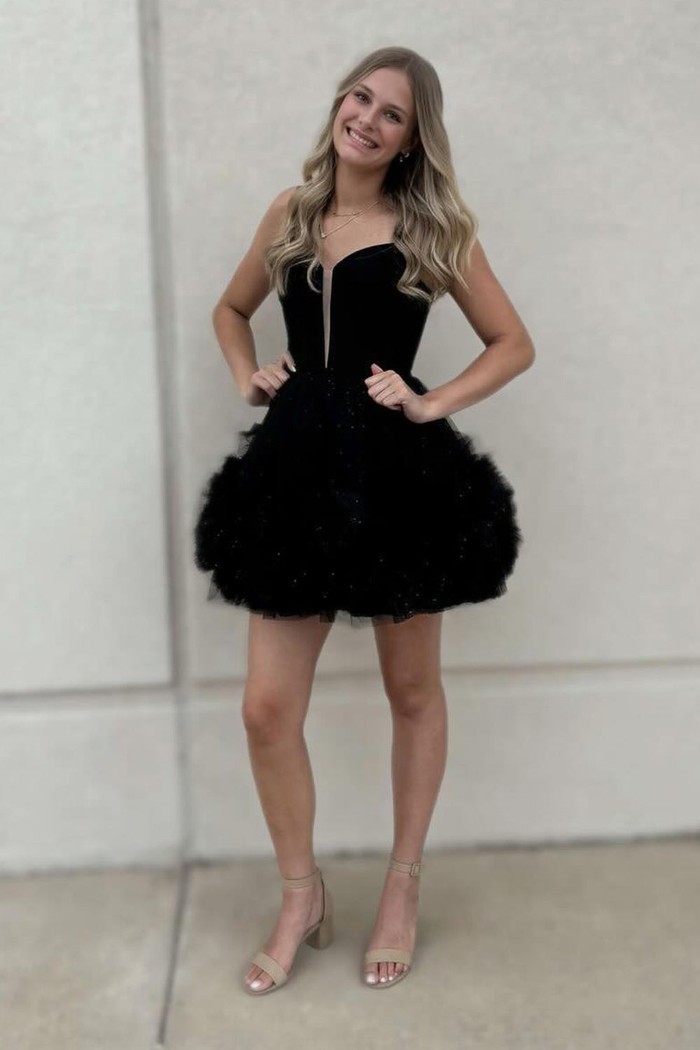 Glitter Blue Homecoming Dress Corset Tulle A-Line Tulle Short Cocktail Dresses With Pocket