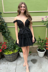 Glitter Fuchsia Homecoming Dress Tiered A-Line Tulle Corset Short Prom Dress with Lace