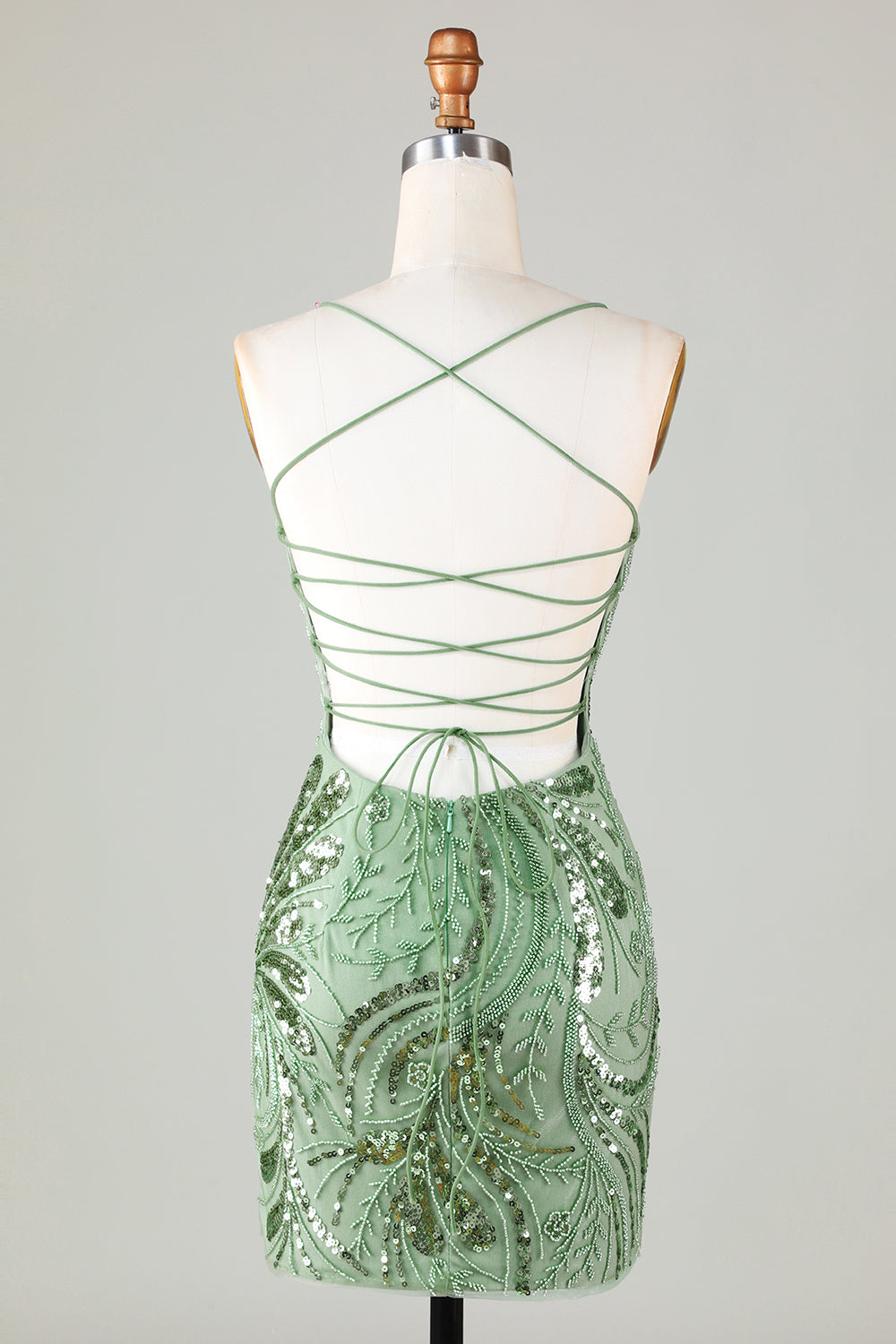 Glitter Green Homecoming Dress Sequin Tight Beaded Short Cocktail Dresses