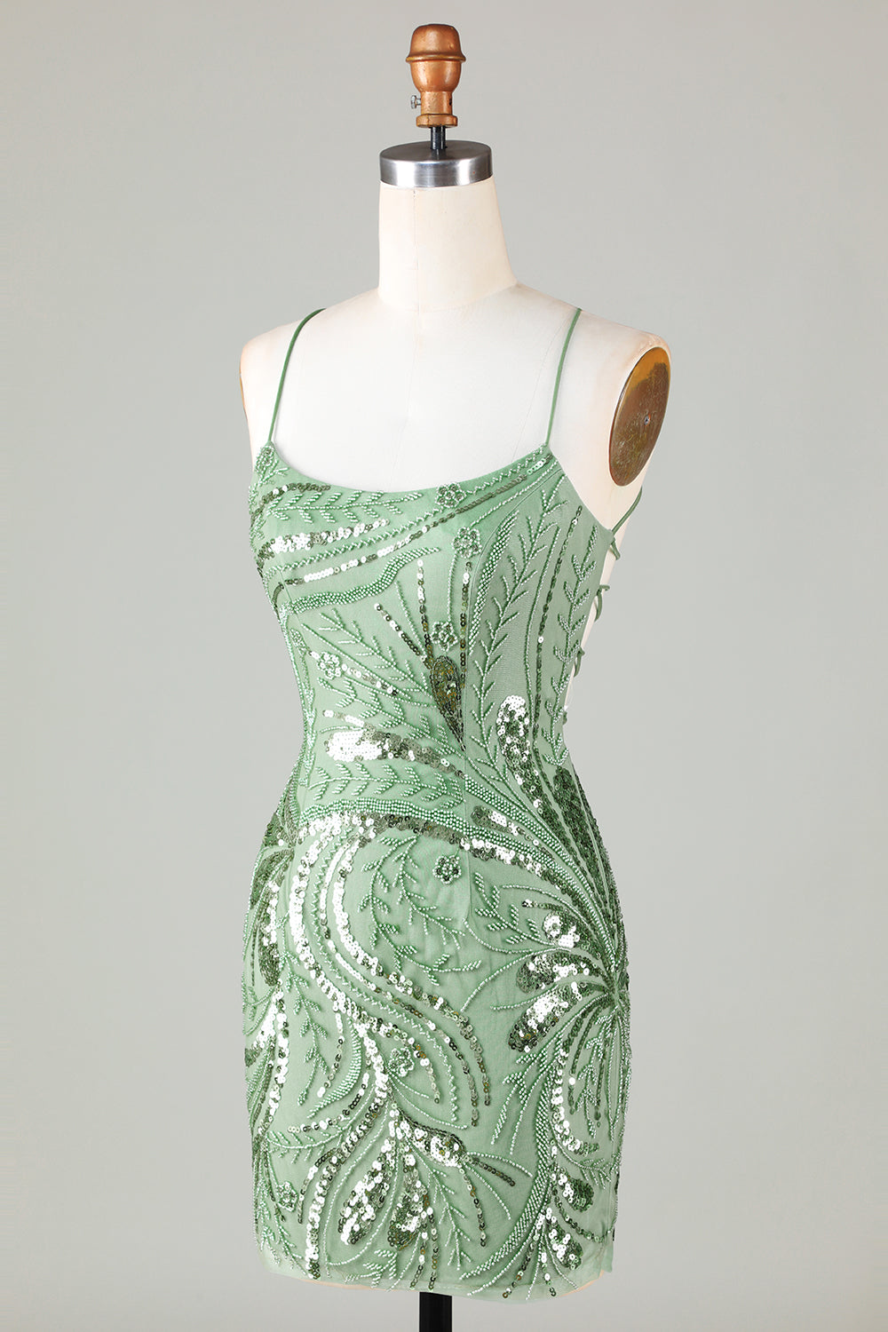 Glitter Green Homecoming Dress Sequin Tight Beaded Short Cocktail Dresses