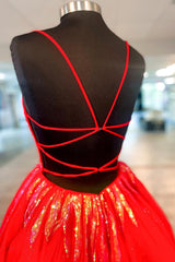 Glitter Red Homecoming Dress Sequined A-Line Short Prom Dress