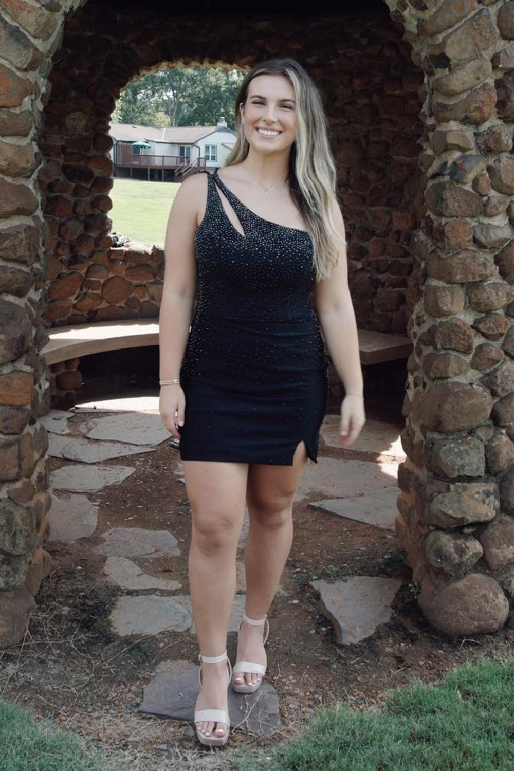 Glitter Royal Blue Homecoming Dress One Shoulder Sequin Tight Short Cocktail Dresses