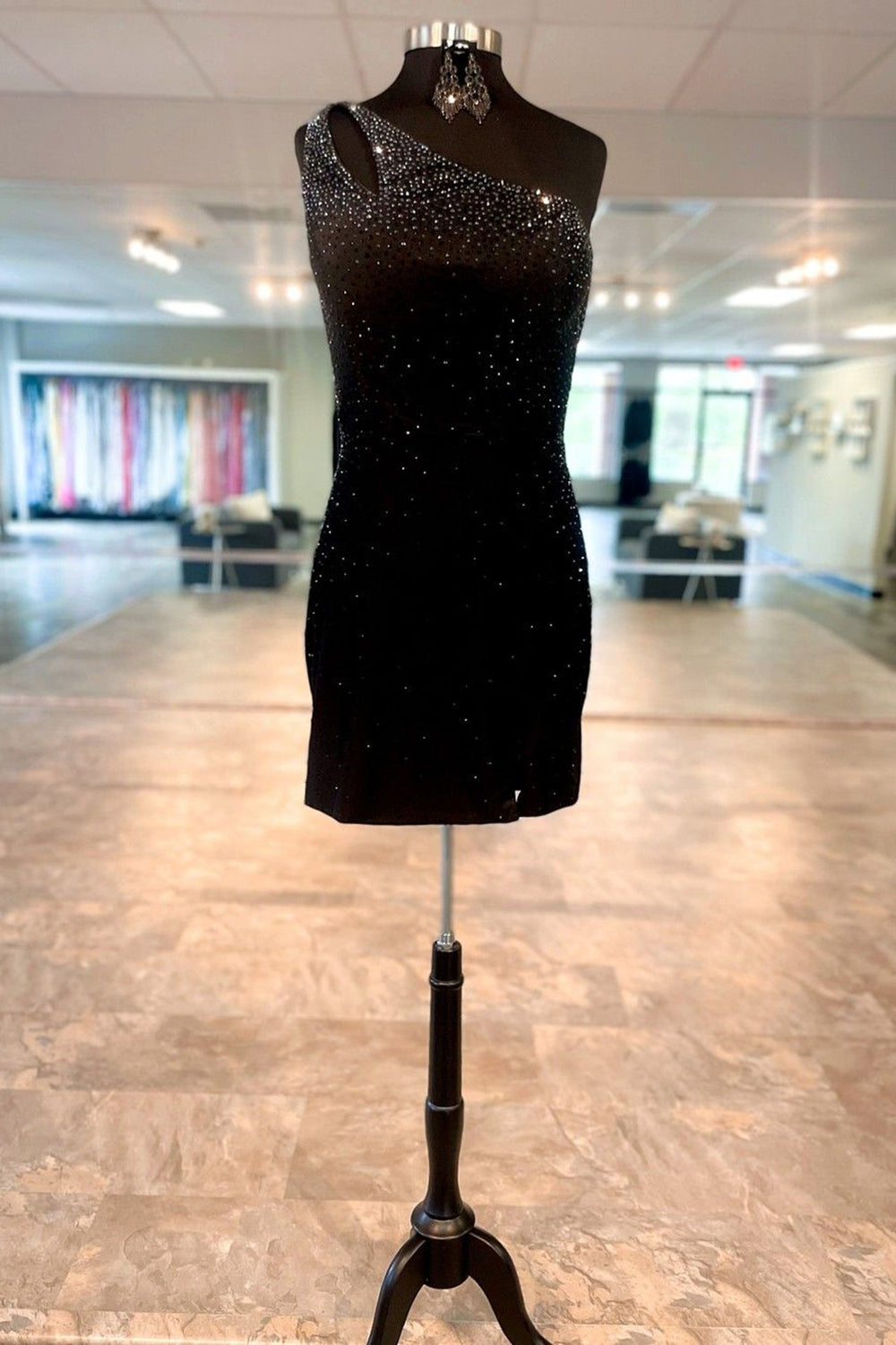 Glitter Royal Blue Homecoming Dress One Shoulder Sequin Tight Short Cocktail Dresses