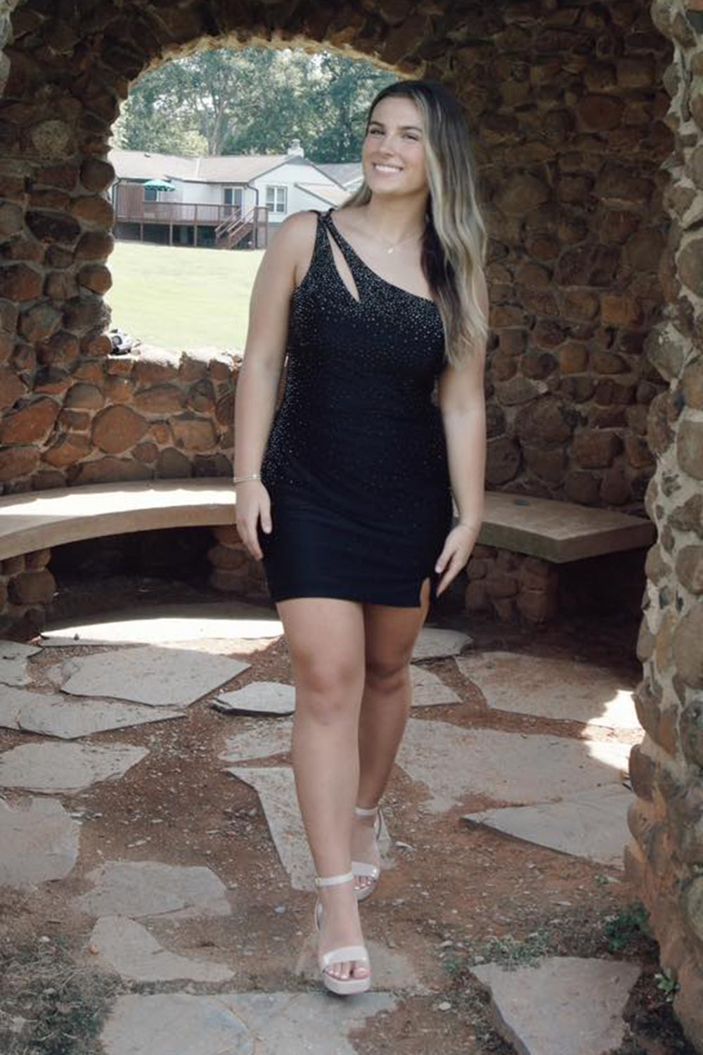 Glitter Royal Blue Homecoming Dress One Shoulder Sequin Tight Short Cocktail Dresses