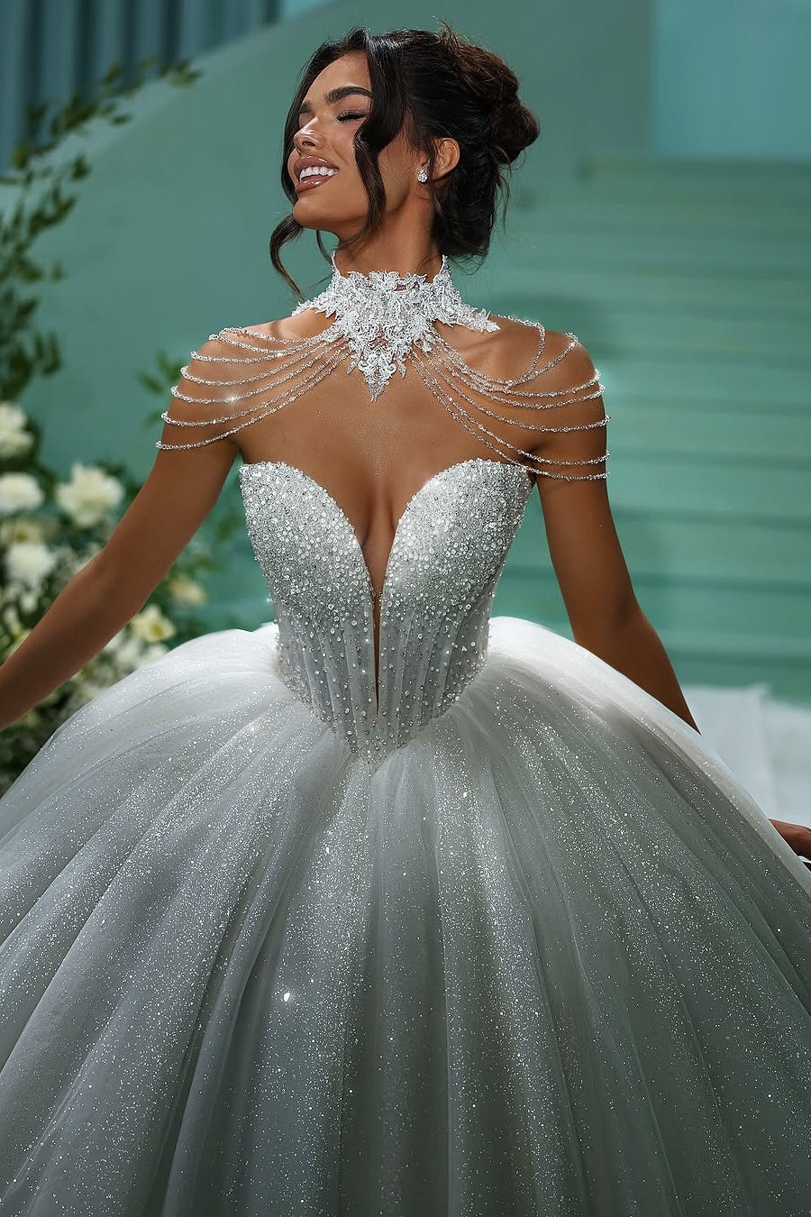 Dreamyannie Glitter Tulle Wedding Dress Sweetheart Ball Gown Beaded Bridal Gown Dreamyannie Glitter Tulle Wedding Dress Sweetheart Ball Gown Beaded Bridal Gown