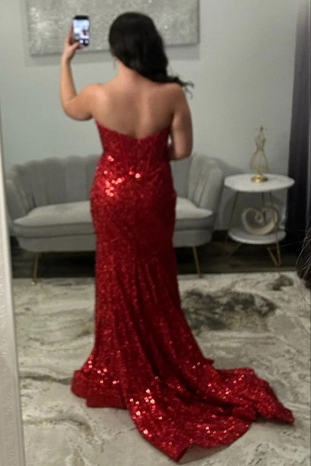 Champagne Sequins Prom Dress Corset Mermaid Spaghetti Straps Long Formal Dress