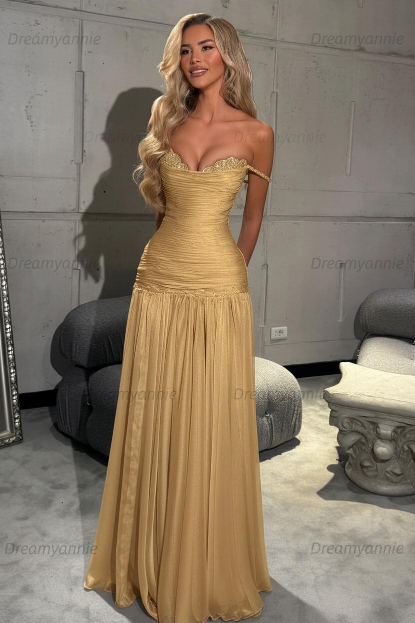 Dreamyannie Mint Green Off The Shoulder Prom Dress A Line Formal Evening Gown