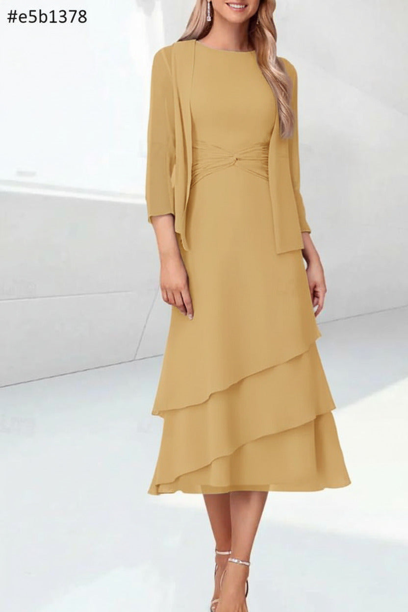Mint Green Mother of the Bride Dress Chiffon Two Piece Wedding Guest Dress