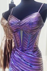Golden Homecoming Dress A Line Spaghetti Straps Short Prom Dress