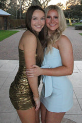 Golden Homecoming Dress Tiered Short Tight Prom Dress