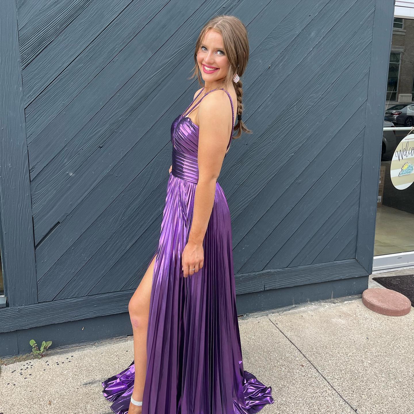 Golden Prom Dress A Line Backless Long Evening Dress With Slit