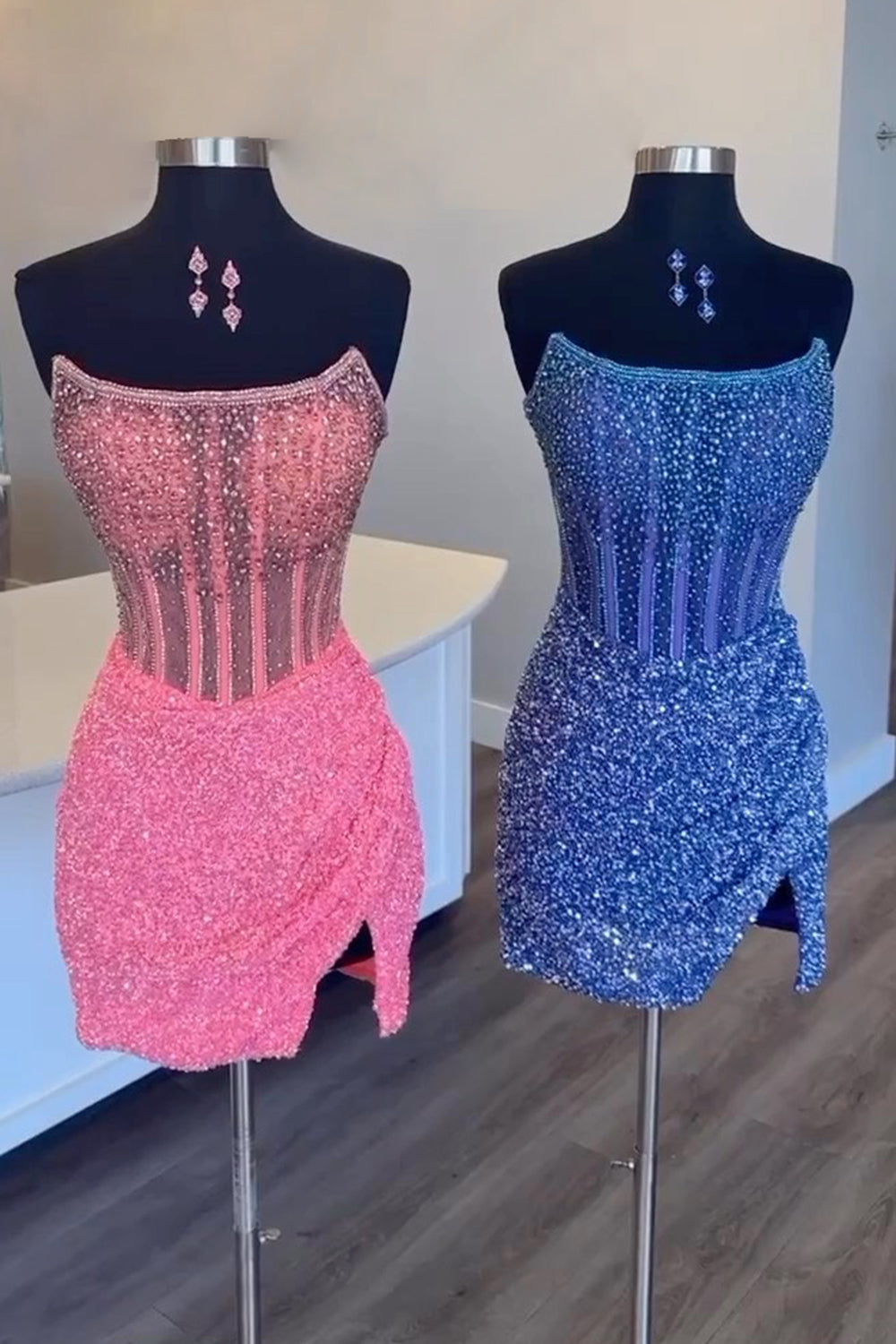 Golden Silver Homecoming Dress Corset Strapless Tight Short Cocktail Dresses with Beading