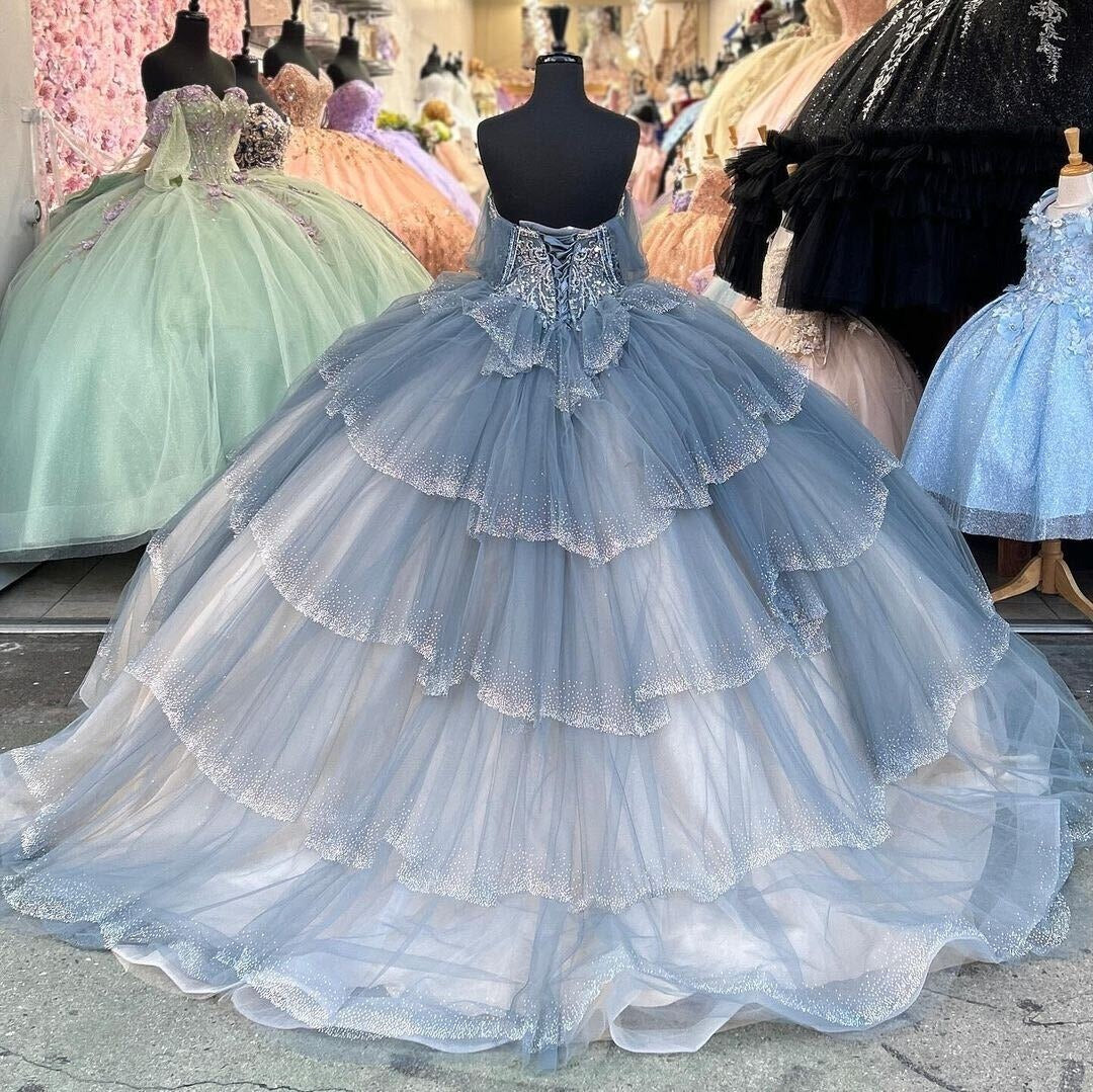 Gorgeous & Chic Ball Gown Off Shoulder Tiered Ruffles Princess Quinceanera Dress Evening Party Dress Ball Gown Birthday Party Dress For Sweet 16