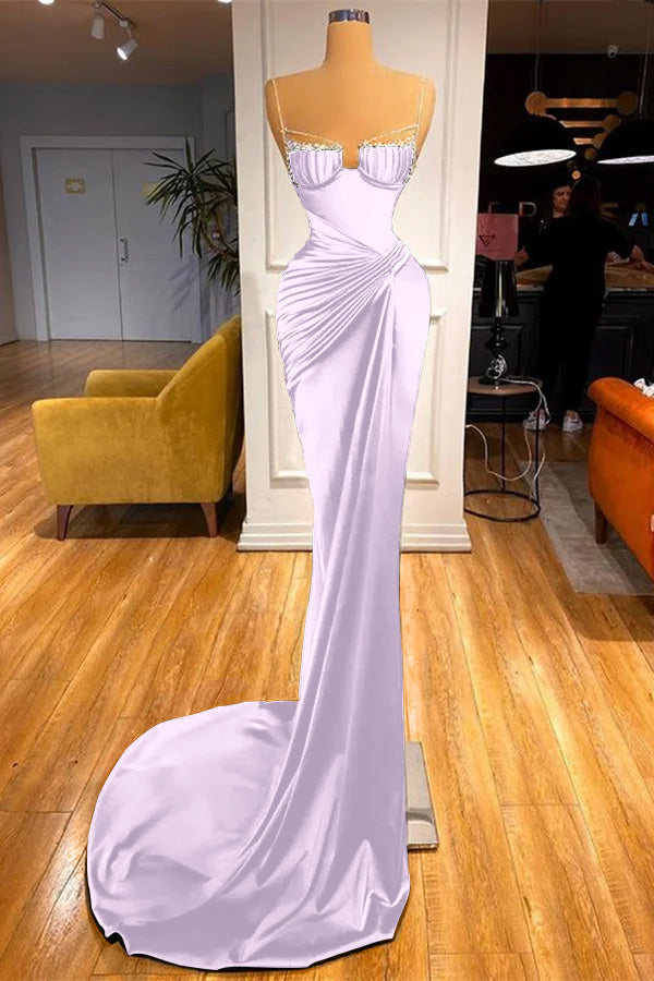 Gorgeous Dark Green Spaghetti Straps Mermaid Prom Dress With Beadings