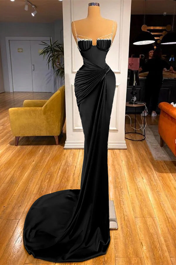 Gorgeous Dark Green Spaghetti Straps Mermaid Prom Dress With Beadings