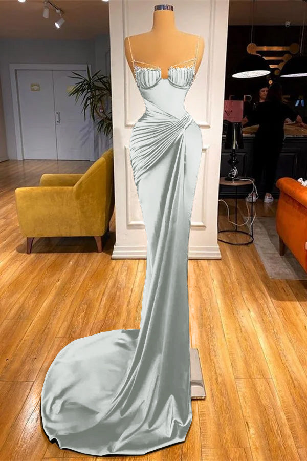 Gorgeous Dark Green Spaghetti Straps Mermaid Prom Dress With Beadings