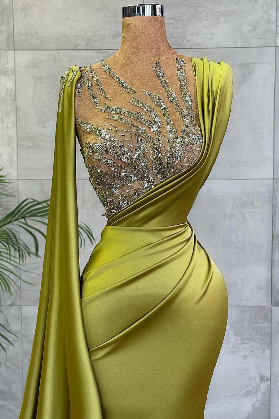 Gorgeous Mermaid Beadings Prom Dress Long With Ruffles