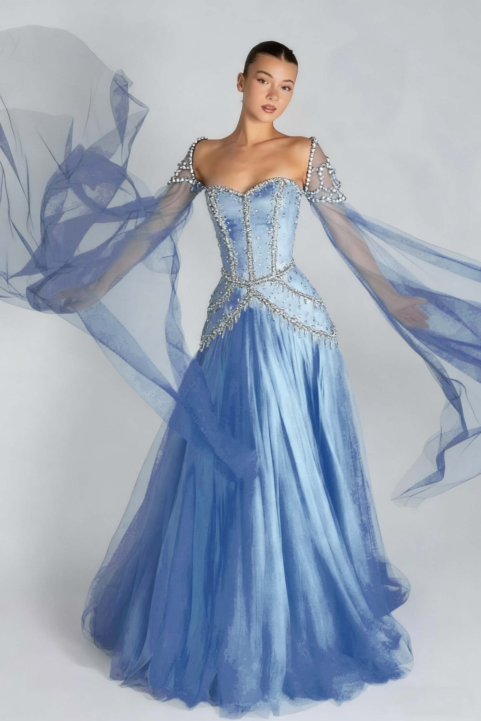 Green A Line Prom Dress Long Sleeve Sweetheart Beaded Formal Dress