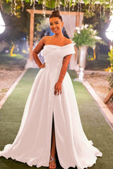 Green A Line Prom Dress One Shoulder Organza Formal Dress