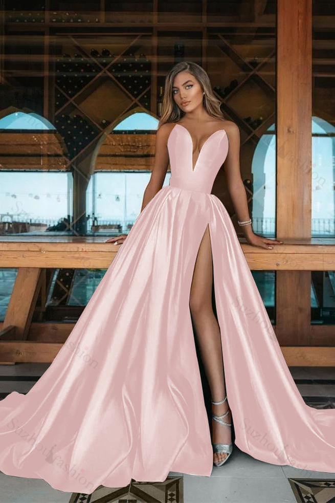 Green A Line Prom Dress Sleeveless Sweetheart Satin Formal Dress