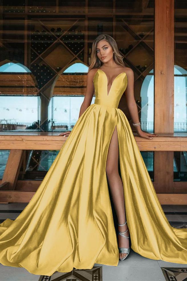 Green A Line Prom Dress Sleeveless Sweetheart Satin Formal Dress