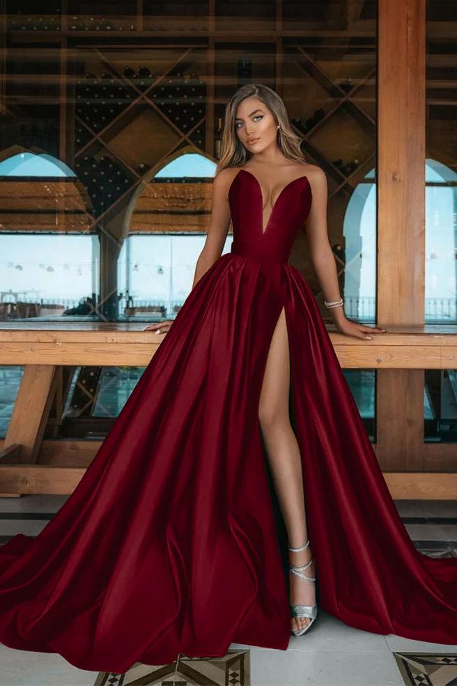 Green A Line Prom Dress Sleeveless Sweetheart Satin Formal Dress